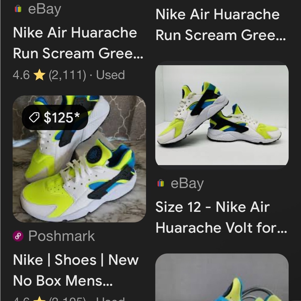 Nike Air Huarache Volt and Blue Sneakers size 13